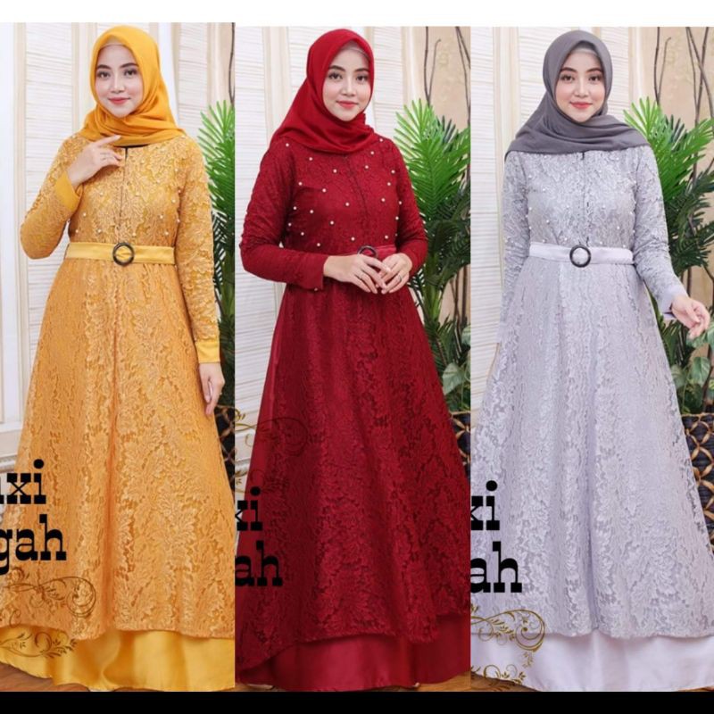 maxi dress afigah brukat 3 warna (fe)