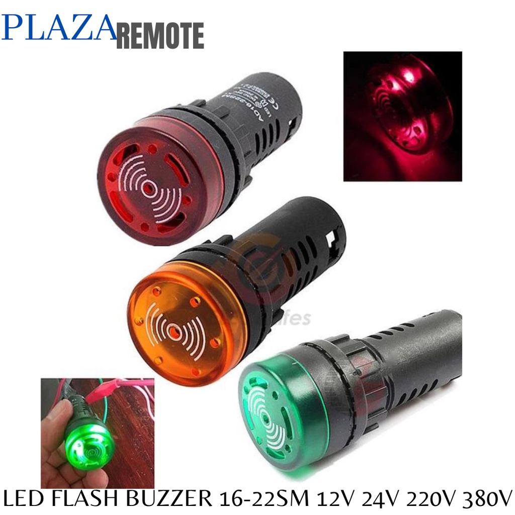FLASH BUZZER LED ALARM SIGNAL BEEPER AC AD16-22 SM 380V 220V 24V 12V