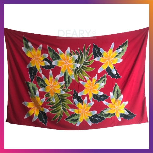 Kain Pantai Bali Batik Lukis Motif Floral Bahan Rayon Premium Tebal | Deary Co Bali