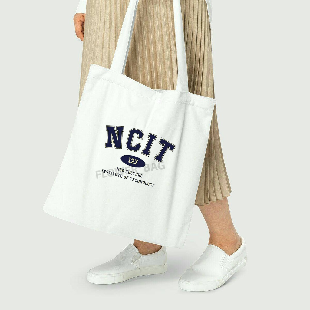 TOTE BAG KANVAS / TOTE BAG WANITA / TOTE BAG NCIT KOREA (FLOWER BAG)