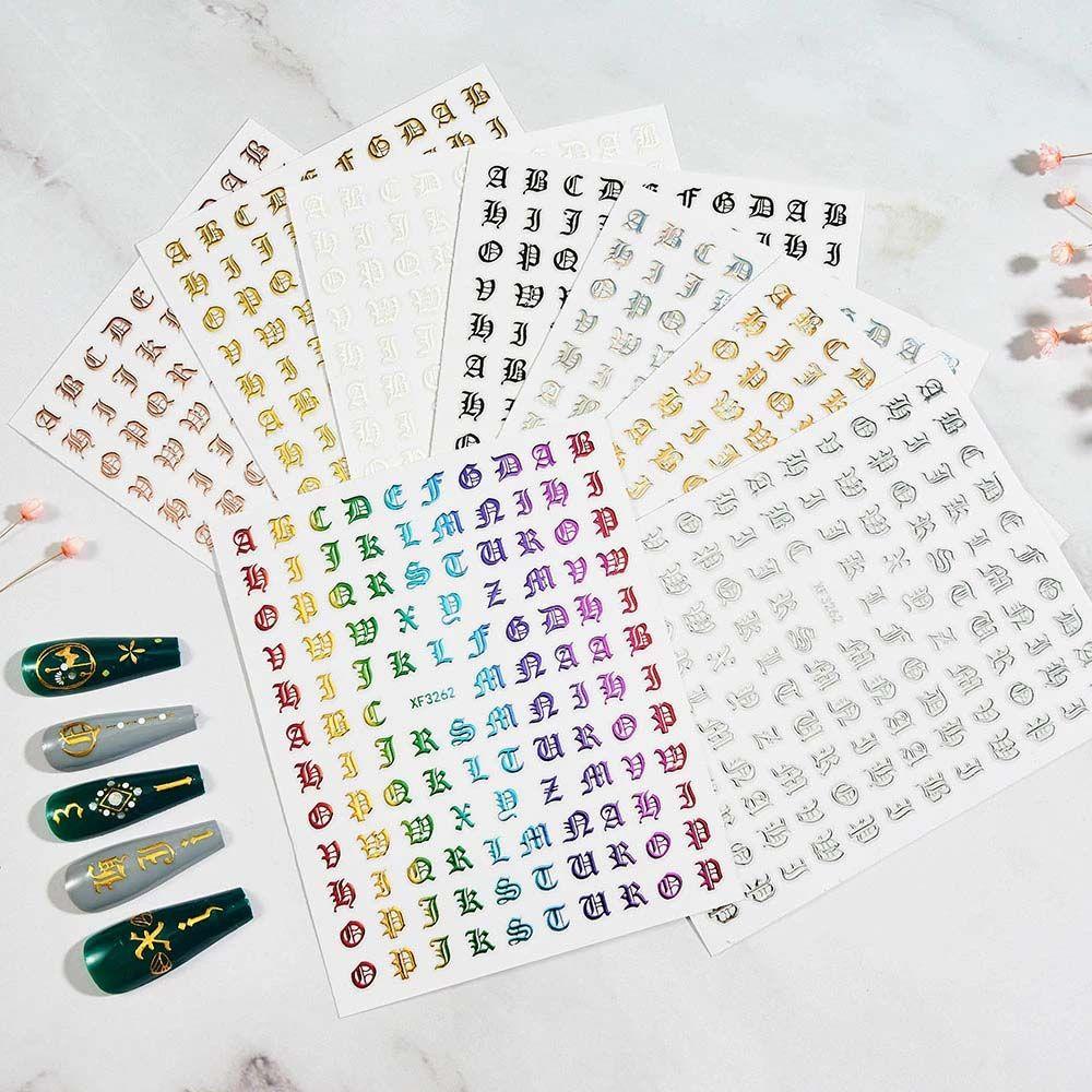 Mxbeauty Huruf Stiker Kuku Jepang Warna-Warni Fashion Self Adhesive Nail Art Dekorasi