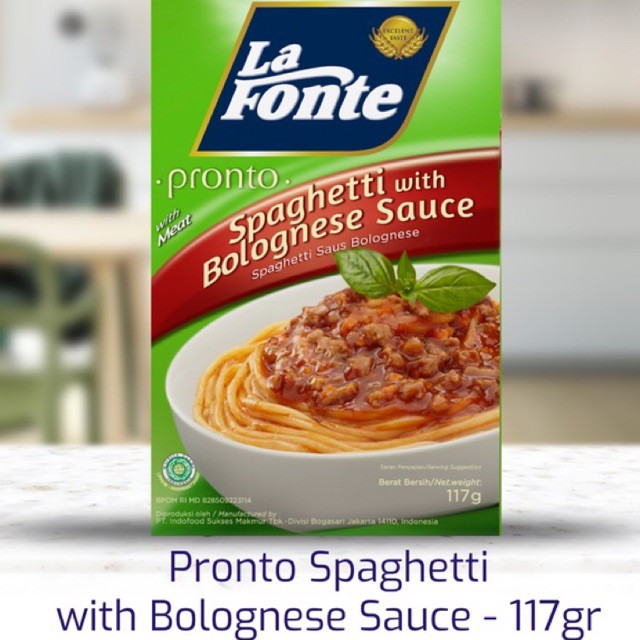 

LA FONTE Pronto Spaghetti with Bolognese Sauce 117 gr - Lafonte Spageti Saus Bolognese