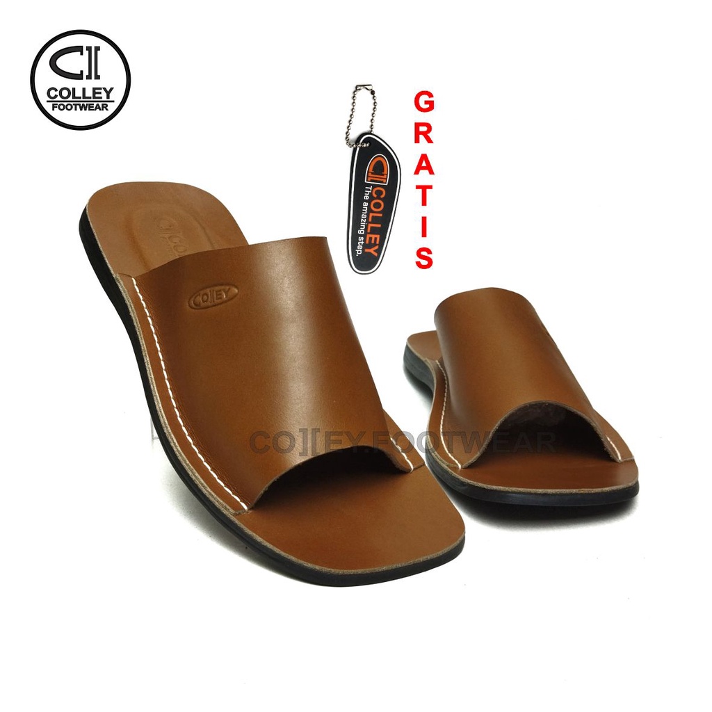 COD - SANDAL TAN FULL KULIT ASLI 100% / SANDAL KASUAL PRIA COLLEY / TAN CLY-SB1-039