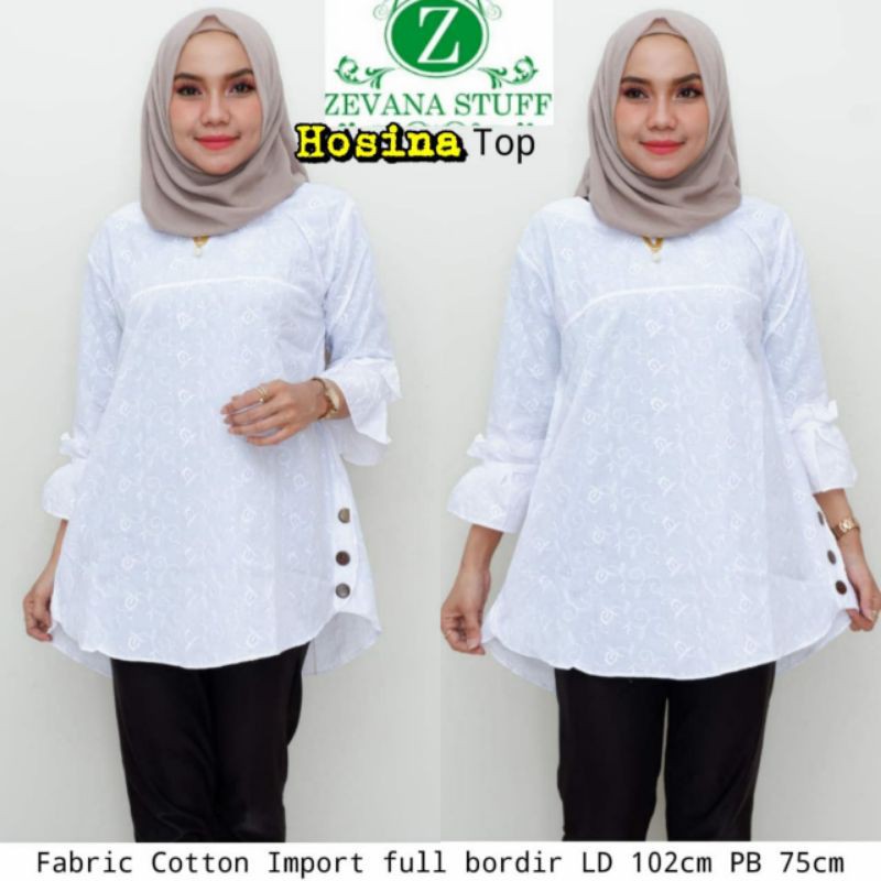 TUNIK POLOS PUTIH ATASAN BROKLAT TUNIK BORDIR