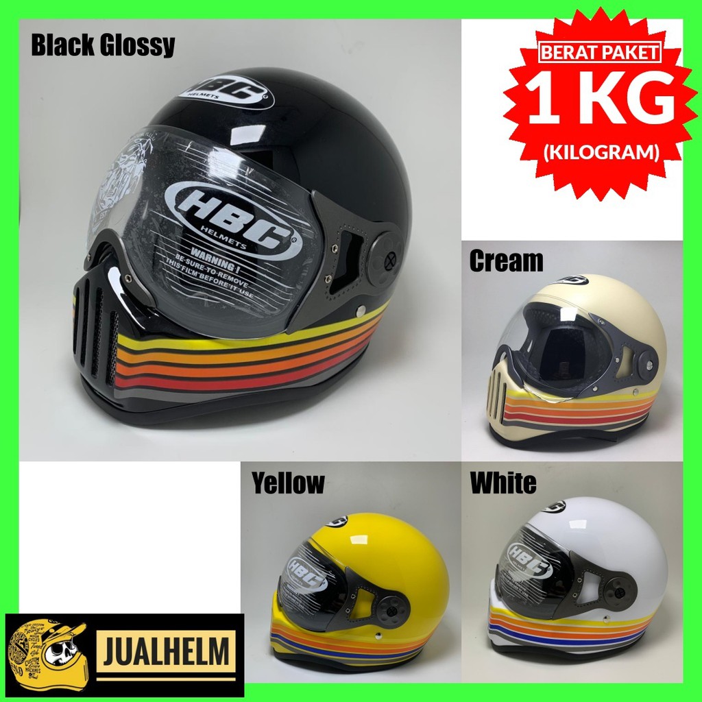 HELM CAKIL HBC PILOT VISOR + FREE Sarung Tangan (Helm HBC Cakil/Helm Retro/Helm Vespa/Helm Klasik)