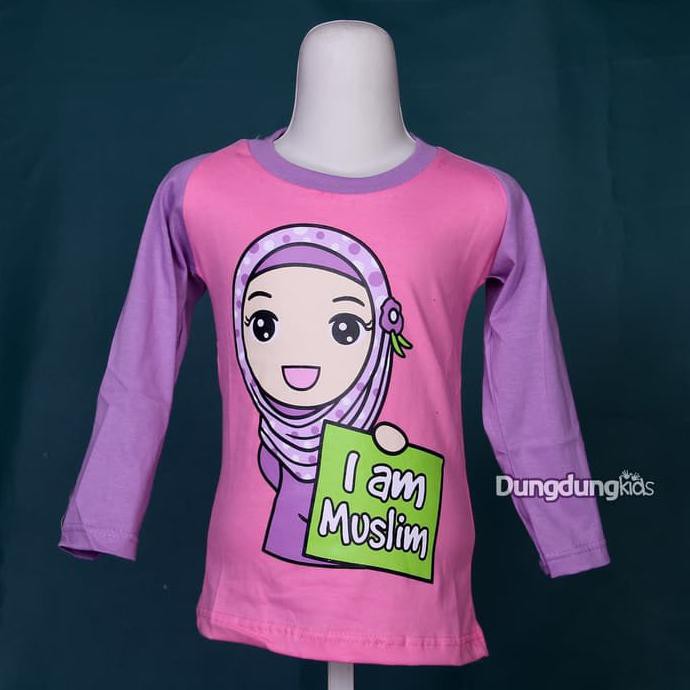 jilbab anak termurah BAJU KAOS ANAK MUSLIM HIJAB PEREMPUAN CEWEK LENGAN PANJANG MOTIF I AM ready