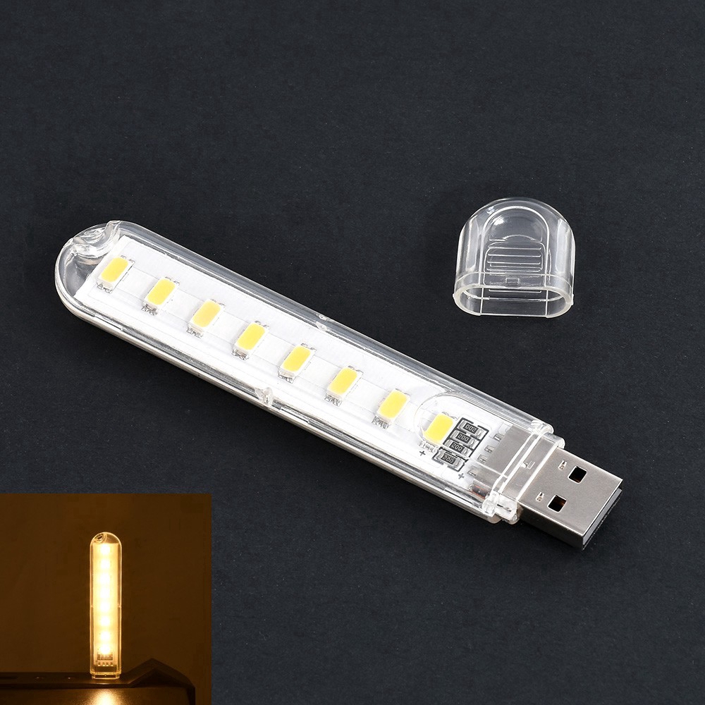 Lampu 8 Led Usb Mini Portable Bahan Abs Warna Putih Untuk Baca Bukumalam