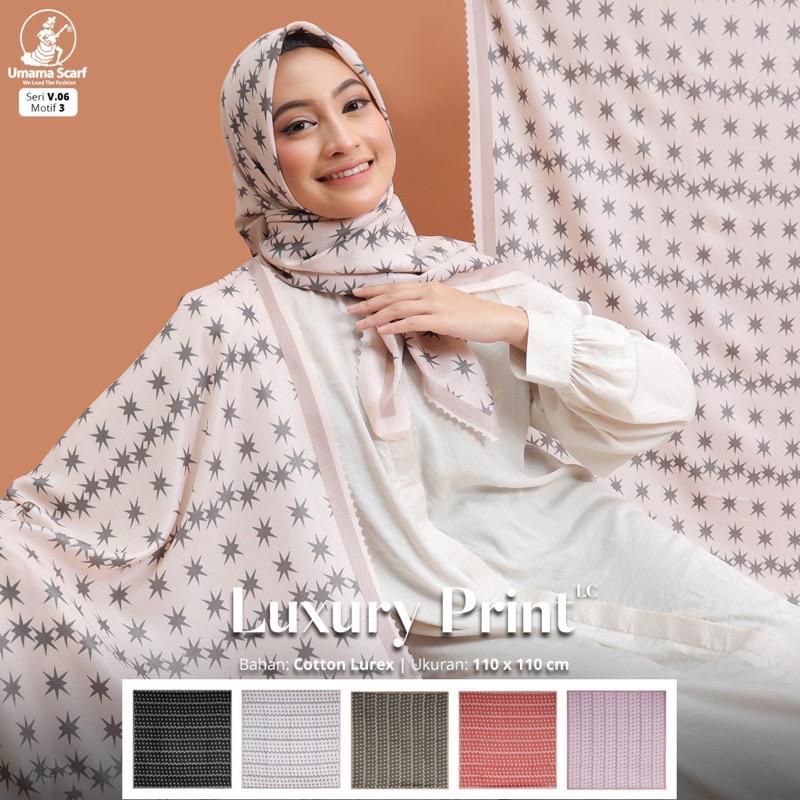 Jilbab Segiempat Glowing Print Motif Luxury Print Lasercut Umama