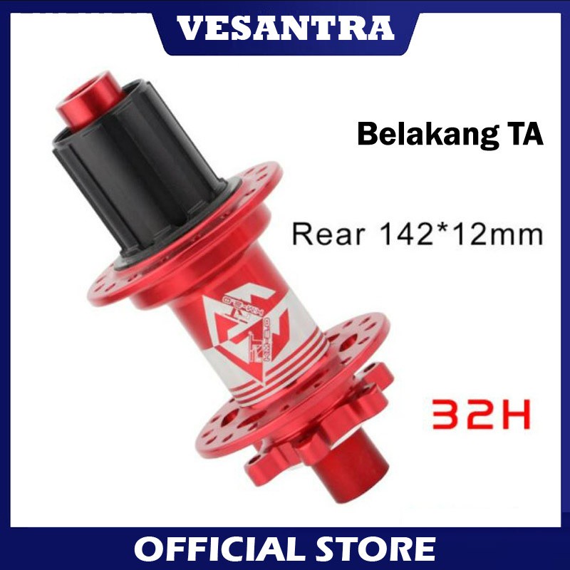 RT Hub Belakang Freehub TA Thru Axle BOOST 32H 142 x 12mm Jangkrik