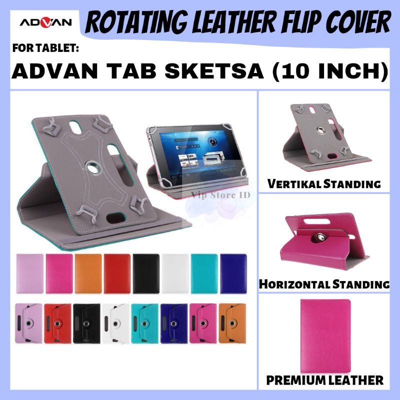ADVAN TAB SKETSA 10 INCH TABLET ROTATE FLIP BOOK COVER CASE CASING SARUNG KESING FLIPCASE