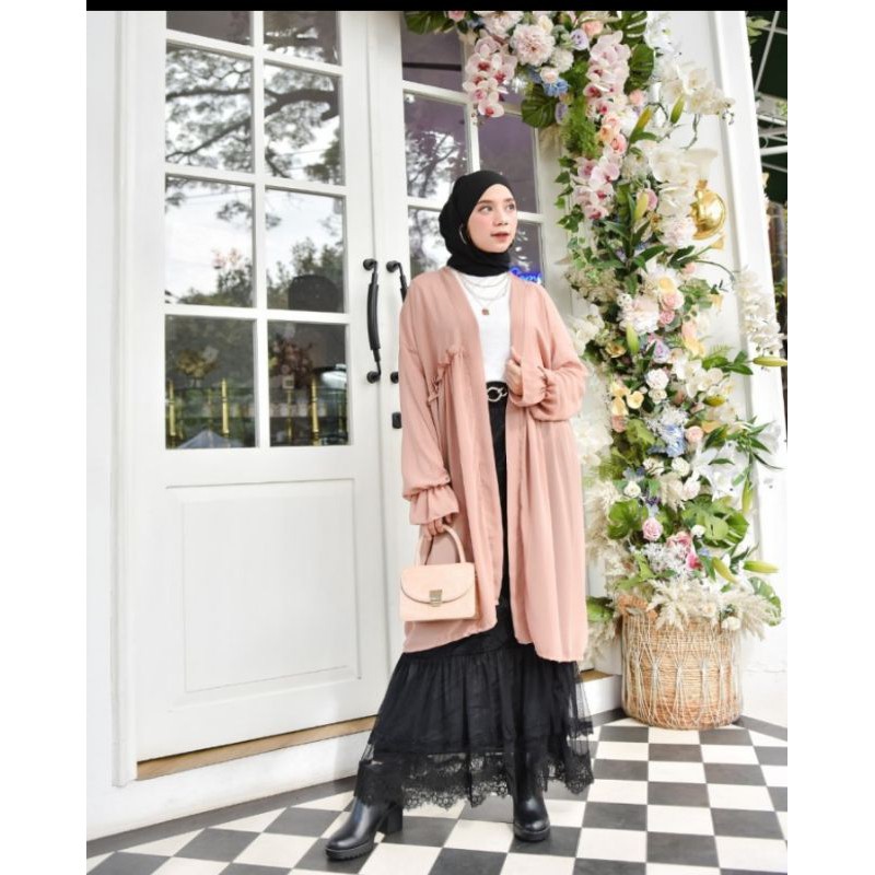 Aurora Outer | Trs_007 | Outerwear Wanita Bahan Sifon - Mocca