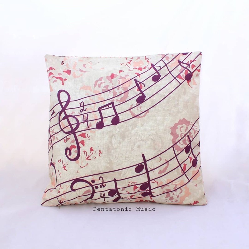 Sarung Bantal Sofa motif musik Music Cushion Cover Dekorasi Unik Music Gift