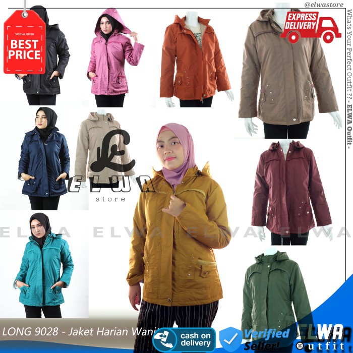 Jaket Wanita NEW LONG 9028 Jaket Motor Wanita Cewek Original - Tosca Turquoise - Navy, Allsize M L(X
