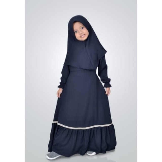 BAJU MUSLIM / GAMIS ANAK PEREMPUAN / WARNA NAVY GAMIS ANAK