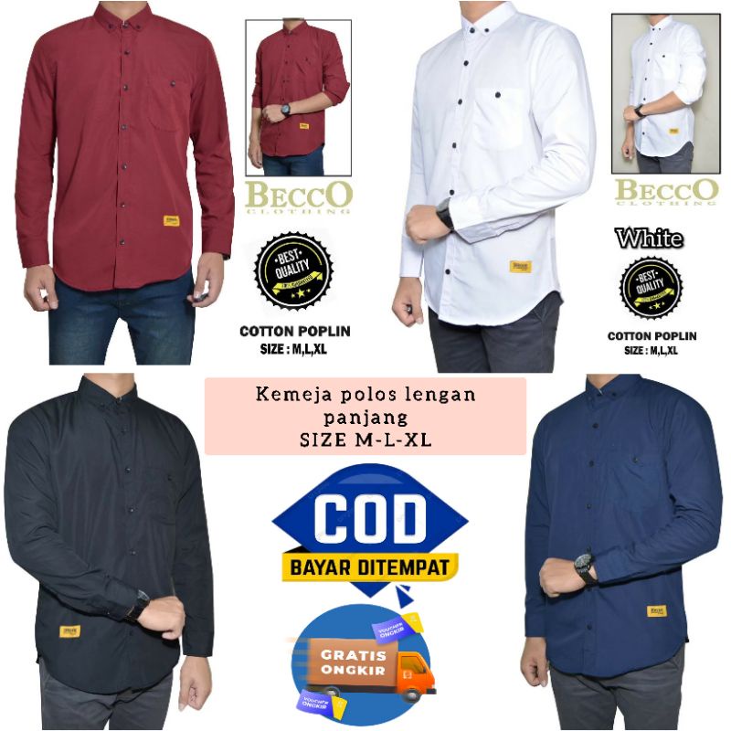 kemeja polos lengan panjang pria import - kemeja casual lengan panjang polos- kemeja kantor polos lengan panjang