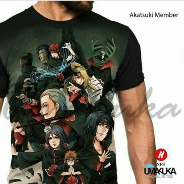 Akatsuki member / kaos naruto / umakuka full print / grosir kaos / kaos murah /kaos pria-wanita-anak