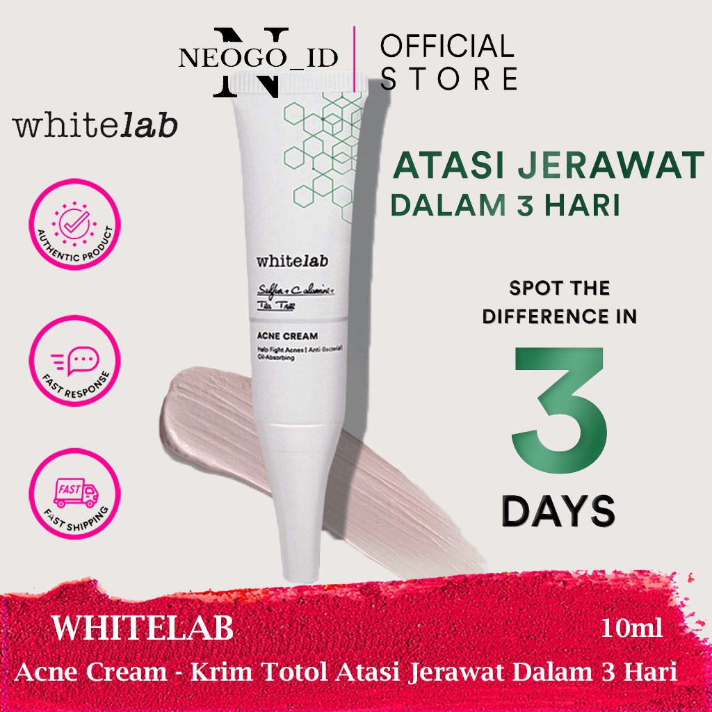 ORI - WHITELAB Acne Cream - Obat Krim Totol Atasi Jerawat Dalam 3 Hari Dengan Sulfur & Calamine Ampu
