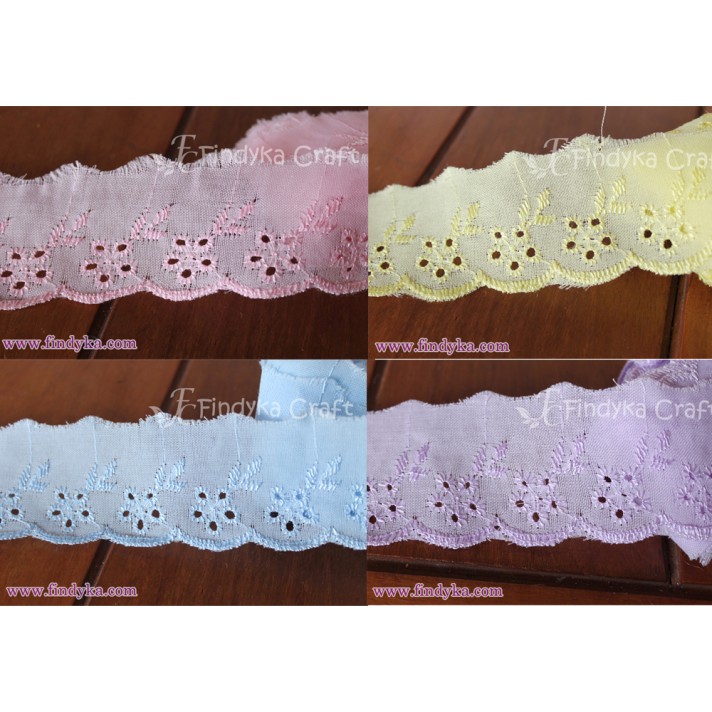 Renda Katun 4,5cm ungu muda harga per meter
