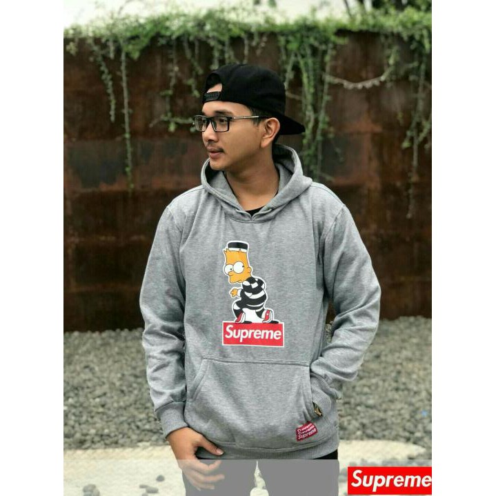 PROMO jaket sweater hoodie pria supreme simpson abu LARIS