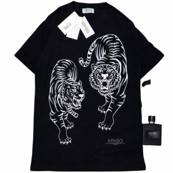 KAOS KENZO DOUBLE TIGER HITAM / BAJU KENZO / TSHIRT KENZO / MIRROR ORIGINAL 1:1