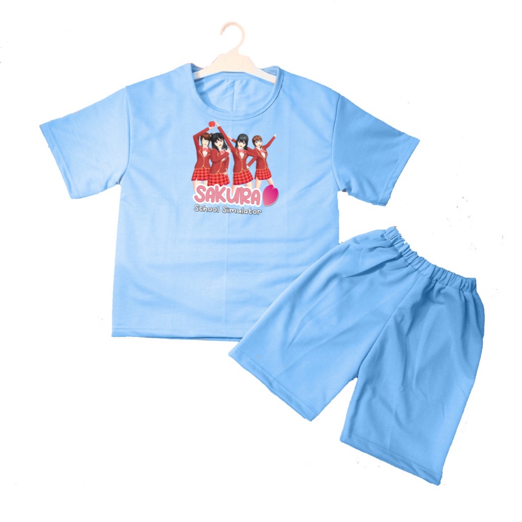 Setelan Kaos Oblong Anak Sakura School 02 Celana Pendek/Kaos Anak-anak