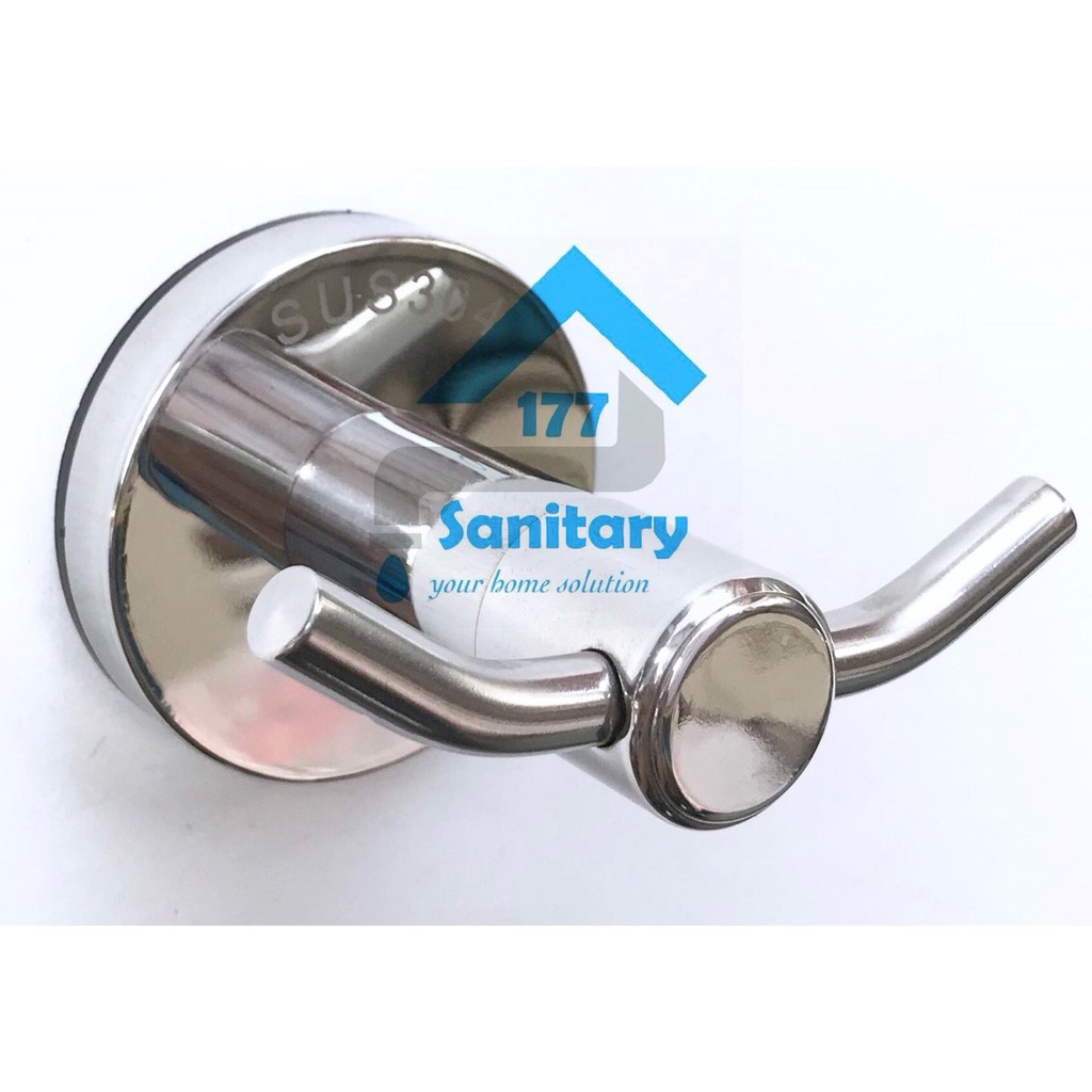 Gantungan Baju Stainless 304 Minimalis 2 Kait Tebal KS4410-2- Kapstok Stainles 2kait Hook Hanger /G32