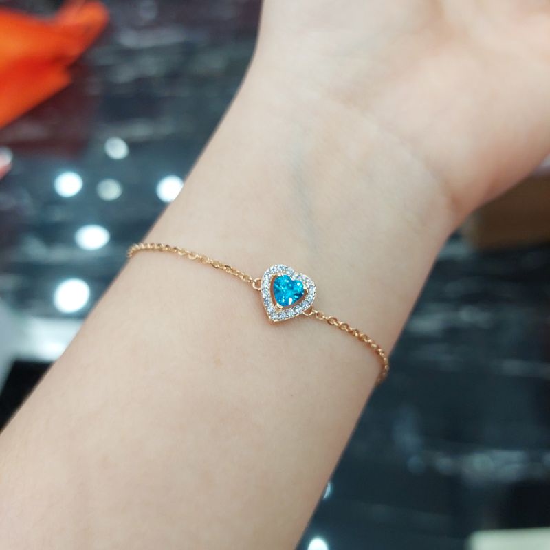 gelang emas 70% permata biru seru