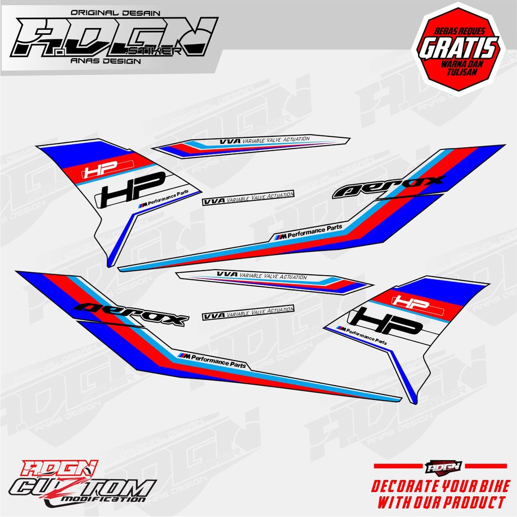 STRIPING AEROX 155 V1 LIVERY BMW CUSTOM BAHAN TRANSPARAN