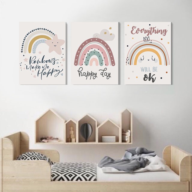 Hiasan dinding kamar anak Poster Pajangan dinding Rainbow Pelangi Walldecor Islami