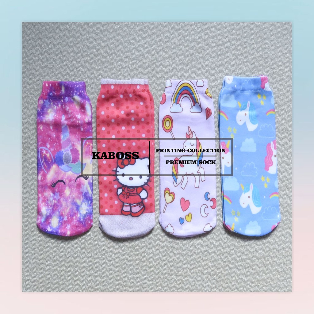 Kaboss Kaos Kaki Anak Non Jempol Printing Motif Karakter Hello Kitty, LOL, Uniqorn, Naruto K