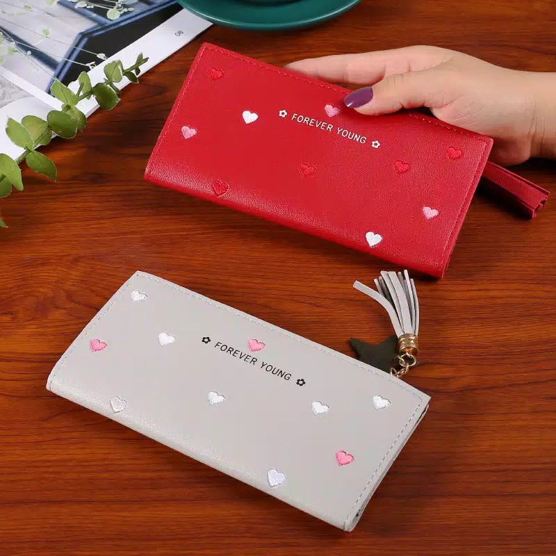 (COD) Dompet Lipat Wanita Dompet Kulit Fashion Dompet Panjang MALL SHOPPING