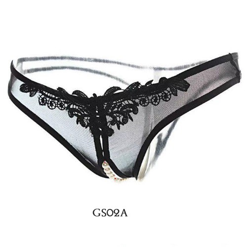 [BISA COD] CELANA DALAM WANITA UNDERWEAR G STRING OPEN CROTCH HITAM GS02A