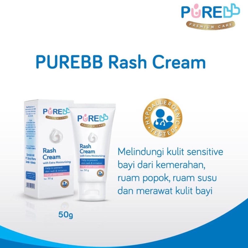 PURE BB Baby Rash Cream 50 gr Krim anti Ruam Bayi purebb krim popok