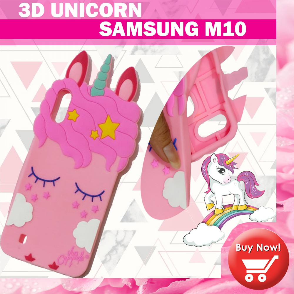 3D Cartoon Unicorn Case Samsung Galaxy M10 Softcase 4D Samsung M10 Silikon 3D Unicorn / Silikon