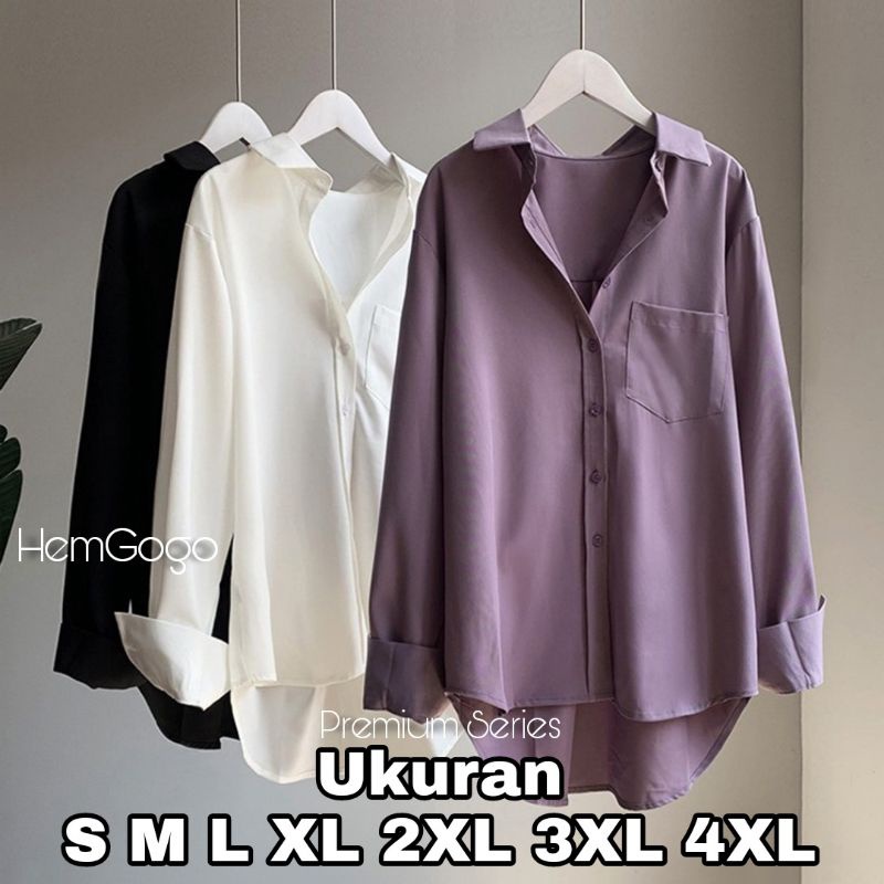 Premium Series HEMGOGO Big Size Ukuran Size S M L XL 2XL 3XL 4XL XXL XXXL  XXXXL 2L 3L 4L 5L  Atasan Blouse Wanita Jumbo Atasan Big Size Kemeja Kerja Korea Over Size