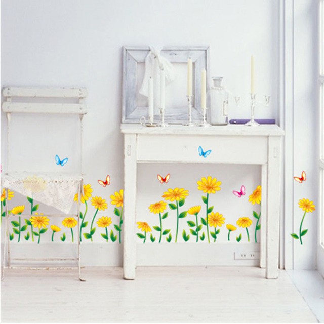 RELIZA WALL STICKER RUMPUT BUNGA GRASS YELLOW SUN FLOWER STIKER DINDING AY7249