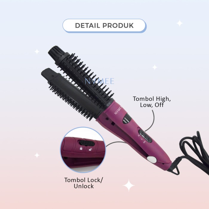 [READY] NVMEE - Catokan Sisir 4in1 Keriting Lurus Blow Mars Hair Styler - Ungu