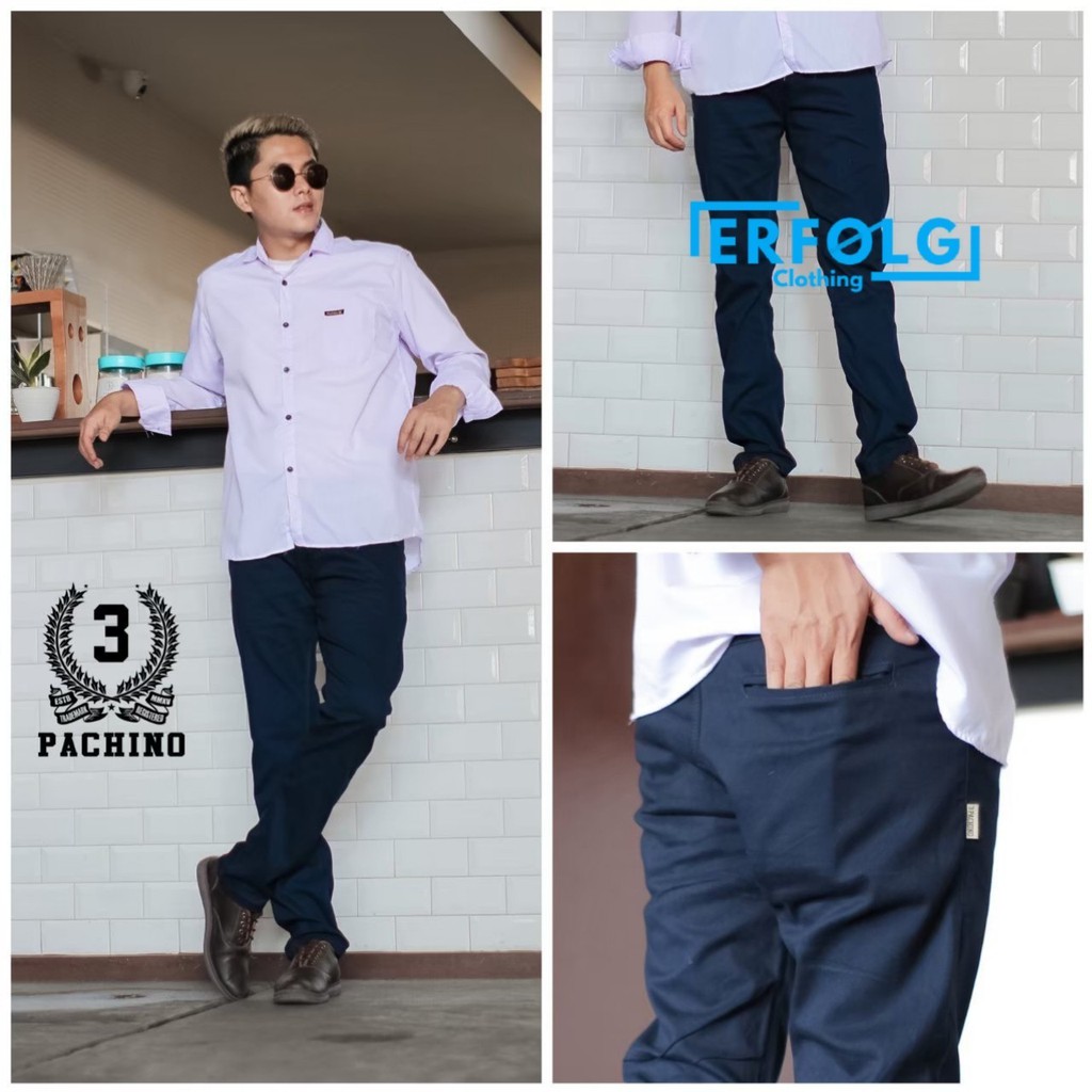 Celana Chino Original Navy Chinos Panjang Pria Polos Biru Dongker Pants Distro Hight Quality Brand