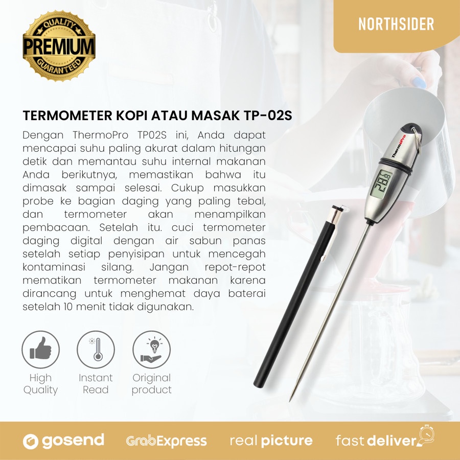 THERMOMETER DIGITAL KOPI - MASAK - BBQ | INSTANT READ THERMOPRO TP-02S