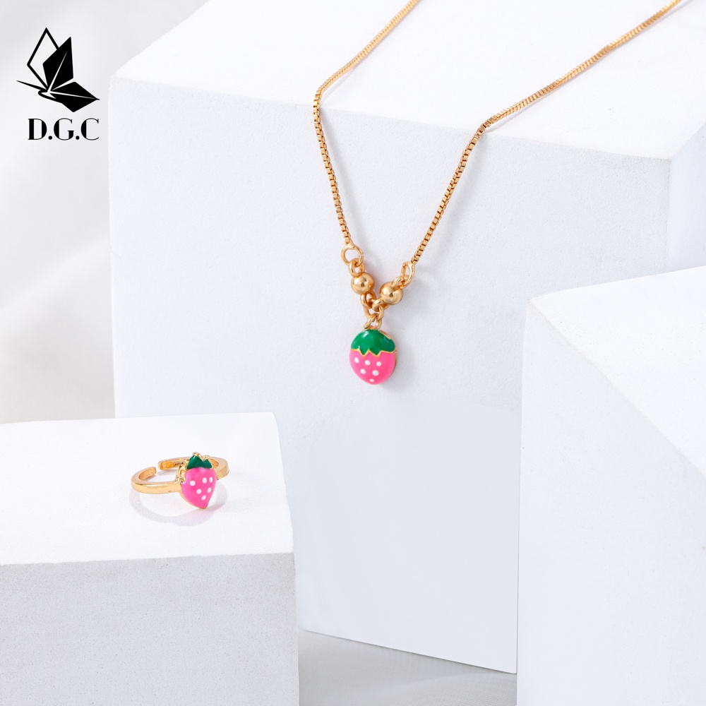 ✨D.G.C Cincin Anak Anak Perempuan Pony Murah Set Perhiasan Anak Pony Kalung Cincin Anting Gelang Set D414