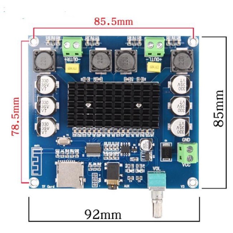 Xh-A105 Papan Modul Amplifier Digital Tda7498 2x100w Dengan Bluetooth 5.0+slot Kartu Tf+Aux