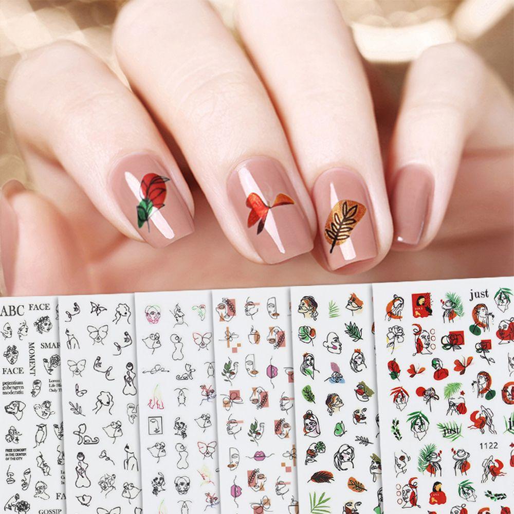 AUGUSTINA Agustina Stiker Kuku Wanita Fashion Salon Kuku Perekat Diri Decal Nail Sliders Manicuring Sticker