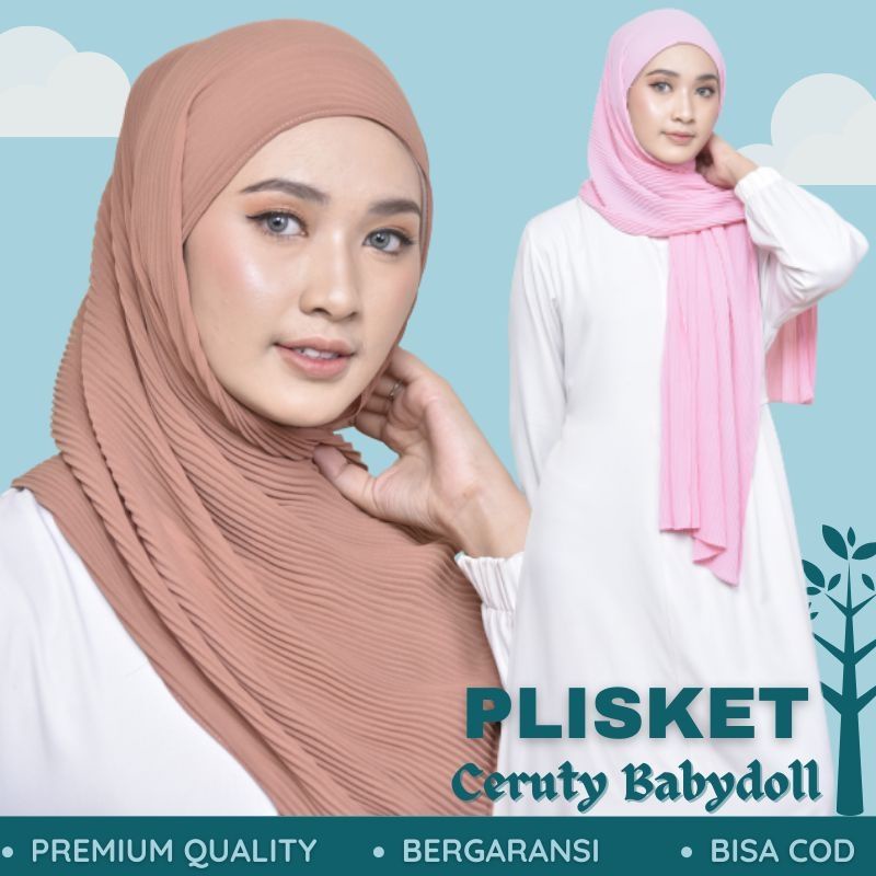 PASHMINA PLISKET SHAWL/ PASHMINA PLISKET CERUTY BABYDOLL /TANPA GARIS TENGAH