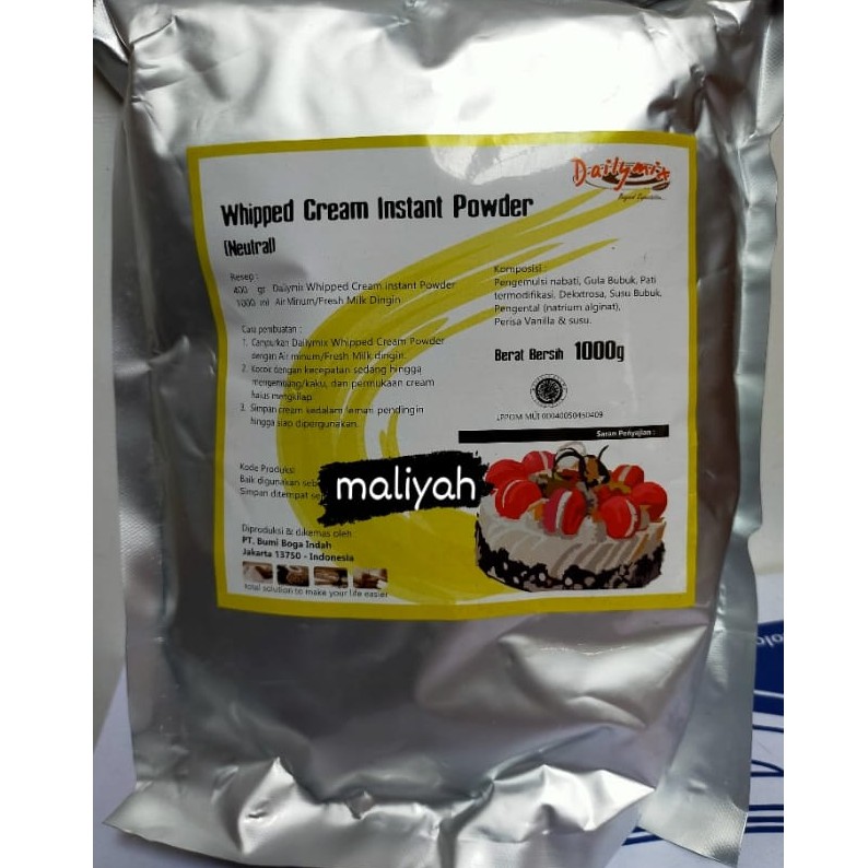 

whipped cream instant powder tepung whip krim 100 gram