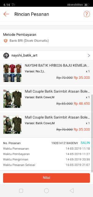 Nayshi Batik Hrb026 Baju Kemeja Batik Hem Sogan  Halus Original Kenongo Manggar Semut Ori