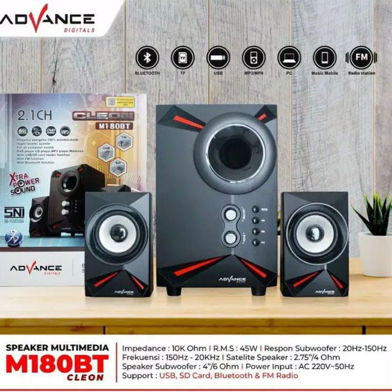 Original Advance Speaker Aktif Portable M180 BT M15Bt M25BT cleon Bluetooth Subwoofer BASS / m180bt