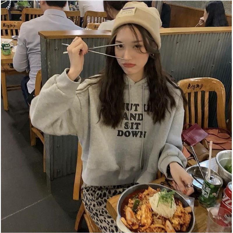 HOODIE WANITA - SHUT UP SWEATER HOODIE - ATASAN WANITA - HOODIE FLEECE-PAKAIAN TERLARIS-KOREAN STYLE