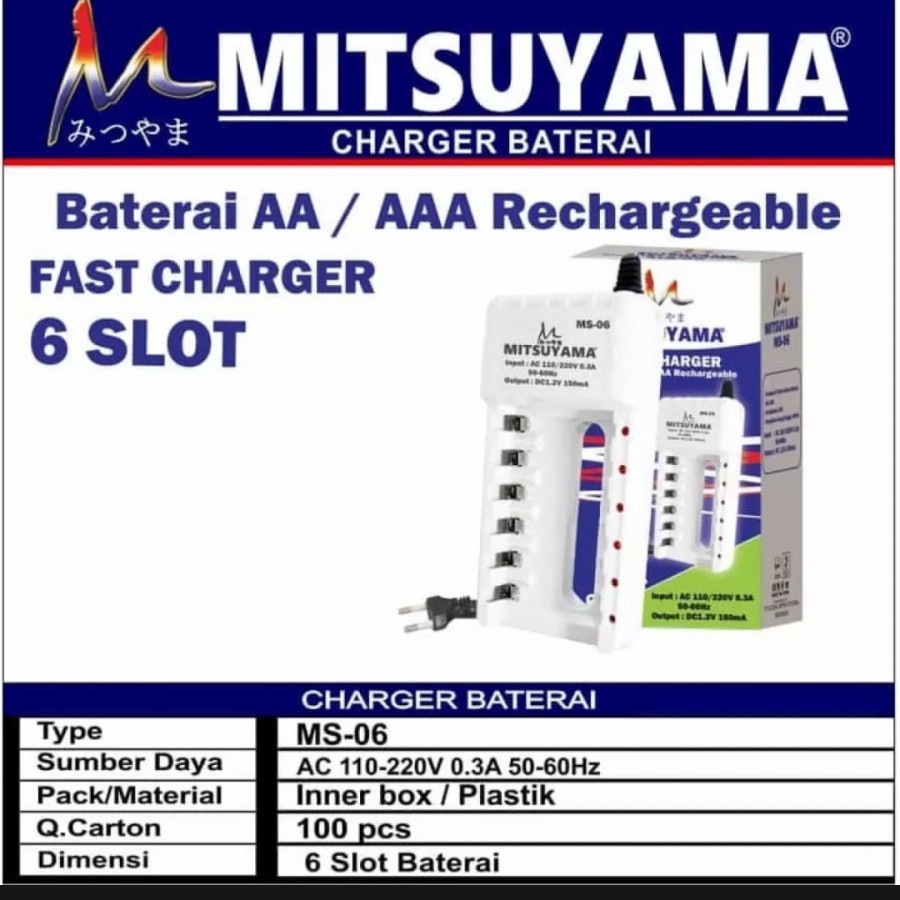 charger batere AA / AAA mitsuyama 6 slot MS-06 charger batere ori