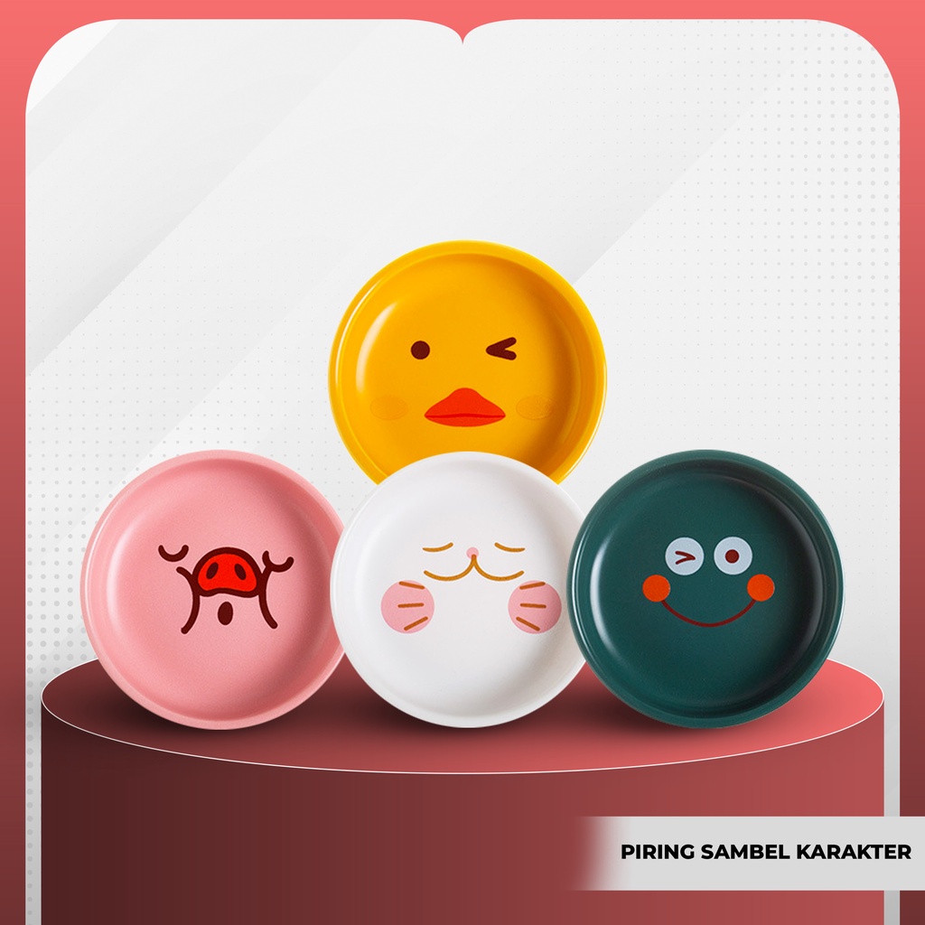 Piring Sambal Emot / piring saus karakter / piring motif emot lucu unik import
