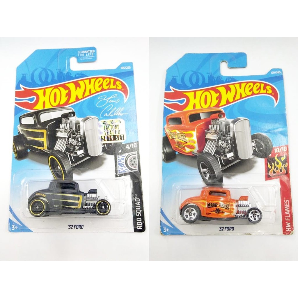 Hot Wheels 32 Ford Hitam Orange Early Times Rod Squad HW Flames Hotwheels Mobil Klasik Mainan Anak